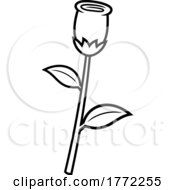 Poster, Art Print Of Cartoon Black And White Single Tulip Flower