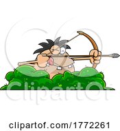 Cartoon Caveman Shooting An Arrow
