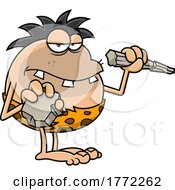 Cartoon Caveman Chiseling by Hit Toon