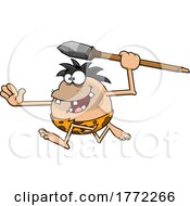 Poster, Art Print Of Cartoon Caveman Throwing A Spear