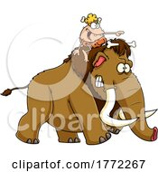 Cartoon Cave Woman Riding A Woolly Mammoth