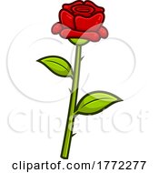 Poster, Art Print Of Cartoon Single Red Rose