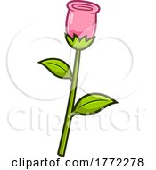 Poster, Art Print Of Cartoon Single Pink Tulip Flower
