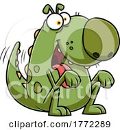 Cartoon Begging Dino Caveman Pet by Hit Toon