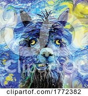 Poster, Art Print Of Van Gogh Starry Night Inspired Alpaca Painting