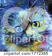 Poster, Art Print Of Van Gogh Styled Cat Painting