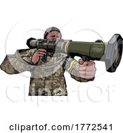 Poster, Art Print Of Soldier Aiming A Rocket Launcher