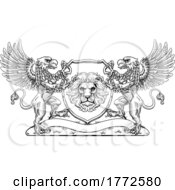 Poster, Art Print Of Coat Of Arms Lion Griffin Or Griffon Crest Shield