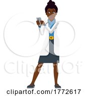 Poster, Art Print Of Black Doctor Woman Mobile Phone Cartoon Character