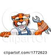 Tiger Plumber Or Mechanic Holding Spanner