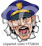 Poster, Art Print Of Angry Policeman Police Officer Cartoon