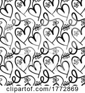 Black And White Floral Heart Background