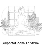 Woman Meditating Doing Yoga Pilates Illustration