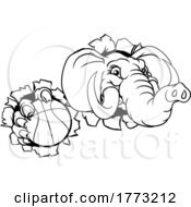 Poster, Art Print Of Elephant Basketball Ball Sports Animal Mascot