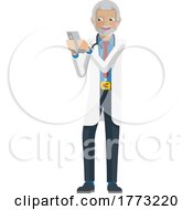 Doctor Holding Mobile Phone Cartoon Character