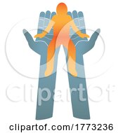 03/28/2022 - Orange Person Sitting On Giant Supportive Hands