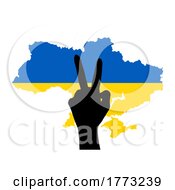 Poster, Art Print Of Hand In Peace Sign On Ukraine Map