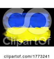 Hand Painted Ukraine Flag On Black Background