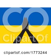 Poster, Art Print Of Praying Hands On Ukraine Flag