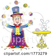 Poster, Art Print Of Cartoon Magician Juggling Easter Eggs