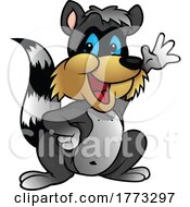 Poster, Art Print Of Cartoon Waving Raccoon