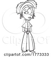 Cartoon Black And White Emma Woodhouse In A Blue Hat And Dress by toonaday