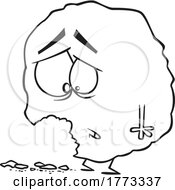 Cartoon Black And White Sad Crumbling Cookie by toonaday