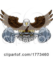 Bald Eagle Hawk Weight Lifting Mascot And Barbell by AtStockIllustration