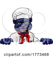 Panther Chef Mascot Sign Cartoon Character