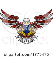 American Flag Bald Eagle Mascot Cartoon Claws by AtStockIllustration