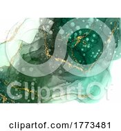 Jade Green Hand Painted Alcohol Ink Background With Glitter Elements