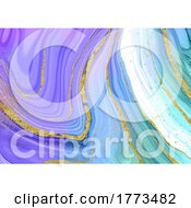 Poster, Art Print Of Liquid Marble Design With Gold Glitter Elements