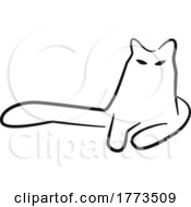 Poster, Art Print Of Black And White Line Cat