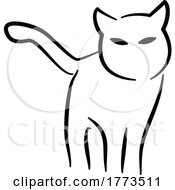 Poster, Art Print Of Black And White Line Cat