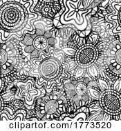 04/07/2022 - Black And White Seamless Floral Background