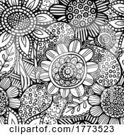 04/07/2022 - Black And White Seamless Floral Background