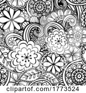 Poster, Art Print Of Black And White Seamless Floral Background