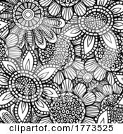 Black And White Seamless Floral Background
