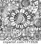 Poster, Art Print Of Black And White Seamless Floral Background