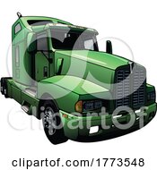 Poster, Art Print Of Green Big Rig Truck