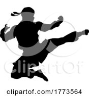 Poster, Art Print Of Ninja Flying Kick Man Silhouette