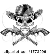Cowboy Hat Pistols Skull Pirate Cross Bones by AtStockIllustration