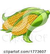 Poster, Art Print Of Sweet Corn Ear Maize Cob Cartoon Illustration