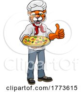 Tiger Pizza Chef Cartoon Restaurant Mascot