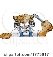 Poster, Art Print Of Wildcat Electrician Handyman Holding Screwdriver