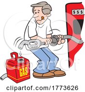 Cartoon Man Adding Just A Drop To A Gas Can
