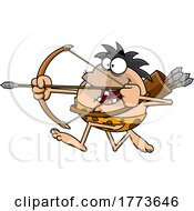 Cartoon Caveman Shooting An Arrow