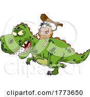 Cartoon Caveman Riding A Pet Dinosaur by Hit Toon