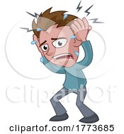 Poster, Art Print Of Man Suffering From Stress Or Headache Cartoon