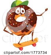 Skateboarding Donut Food Character by Vector Tradition SM
